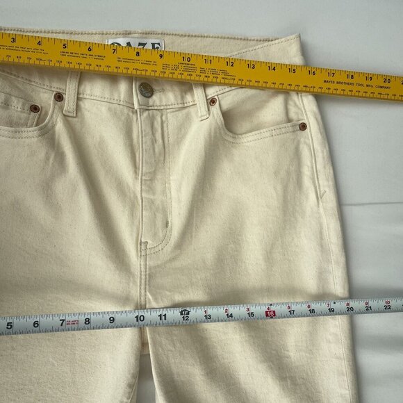 NWT Daze Shy Girl In Raw Cut-Off High Rise Crop Flare Jeans Beige Womens 31 - Picture 13 of 16